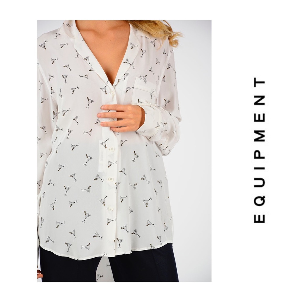 Equipment  Martini print 100% silk Blouse L